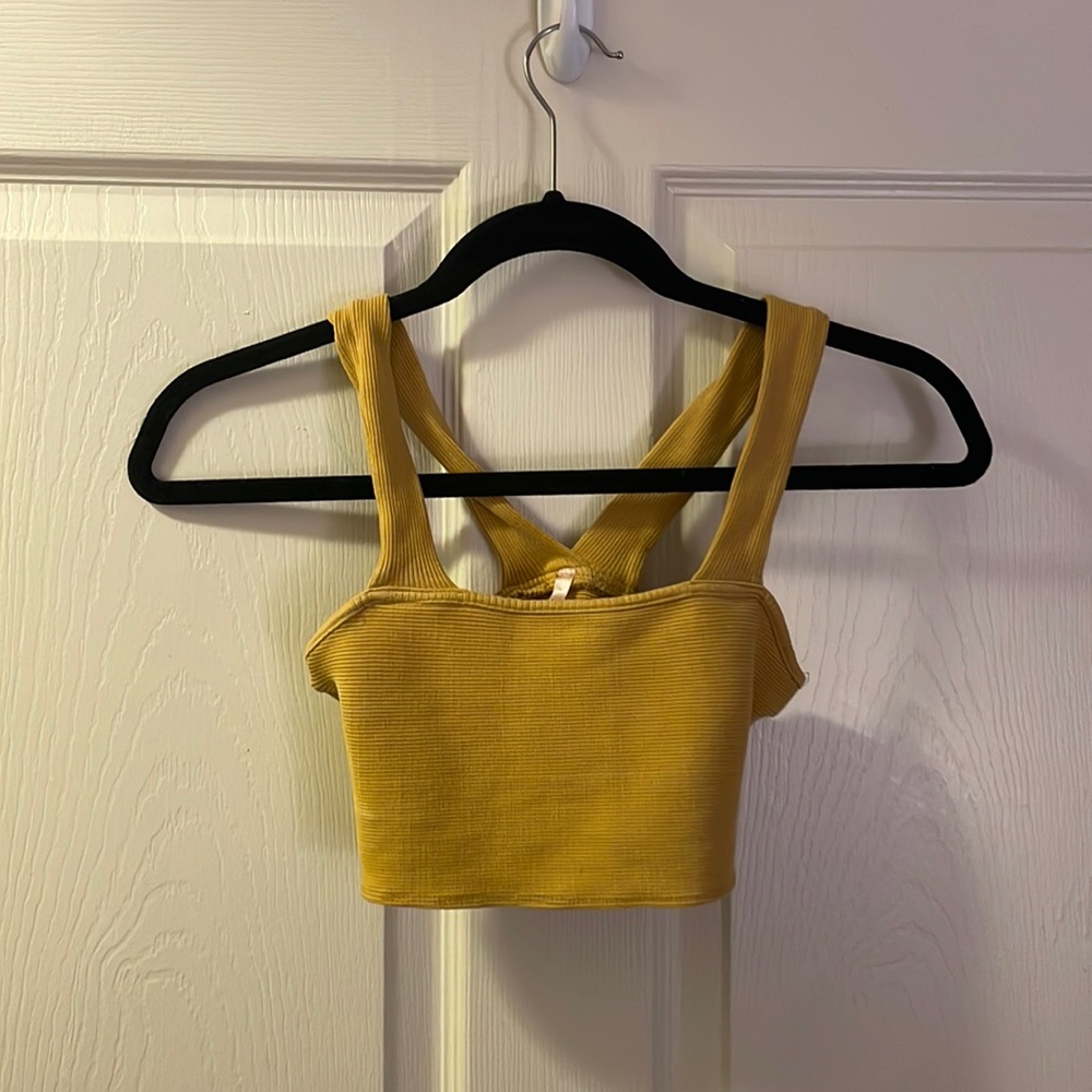Mustard colored crop top